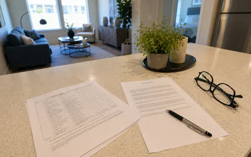 Printed orders and an employer transfer letter side by side on a kitchen table