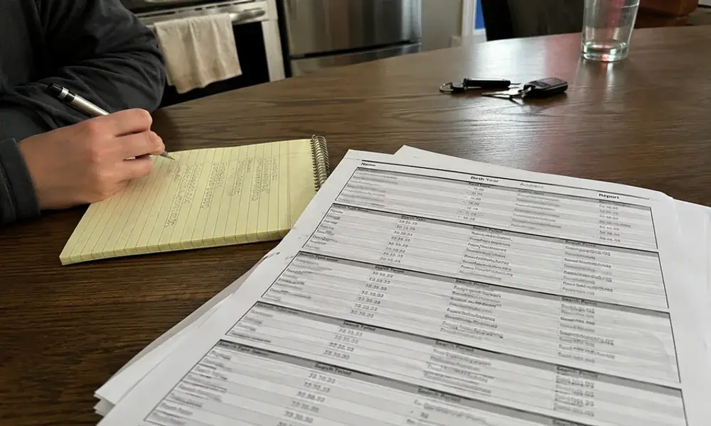 Tarrant County criminal records search printout and notes for a background screening review